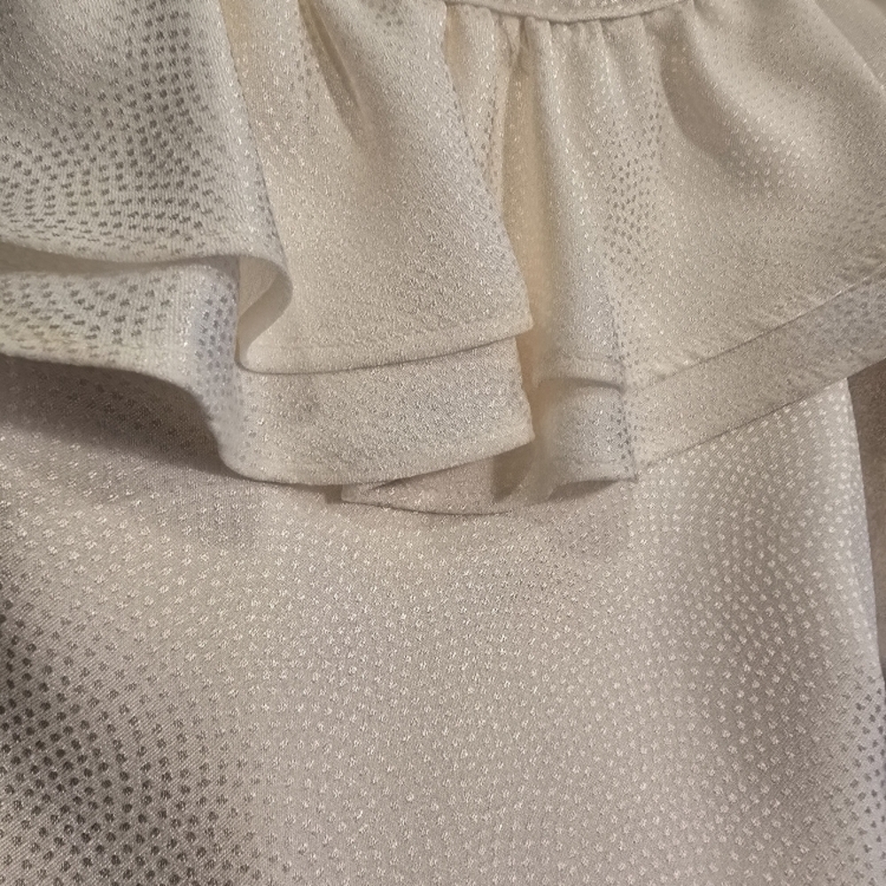 LOFT Cream Ruffle Blouse - Picture 3 of 8